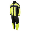 NexGen SH233113 Men's Black and Neon Green Water Resistant Motorcycle-Outdoors Rain Suit with Reflective Tape