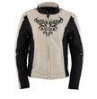 Milwaukee Leather SH2366 Women's'Reflective Tribal' Black and Cream Armored Motorcycle Textile Jacket