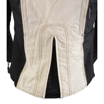 Milwaukee Leather SH2366 Women's'Reflective Tribal' Black and Cream Armored Motorcycle Textile Jacket