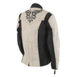 Milwaukee Leather SH2366 Women's'Reflective Tribal' Black and Cream Armored Motorcycle Textile Jacket