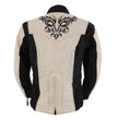 Milwaukee Leather SH2366 Women's'Reflective Tribal' Black and Cream Armored Motorcycle Textile Jacket
