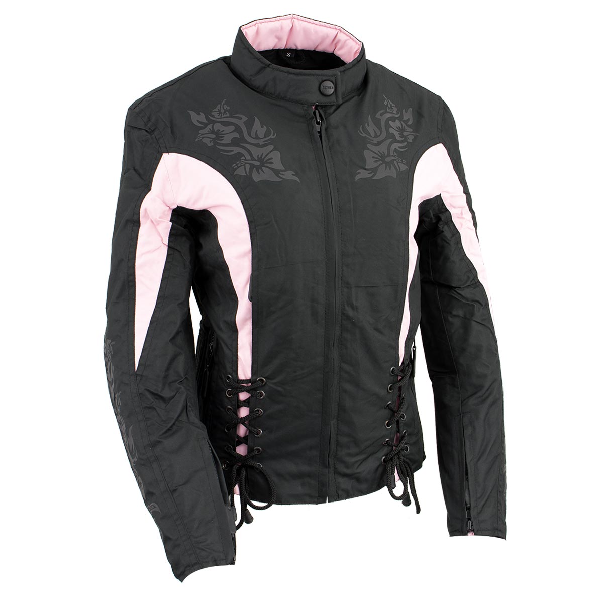 NexGen SH236806 Women's 'Reflective Buffalo Head' Black and Pink Textile Jacket