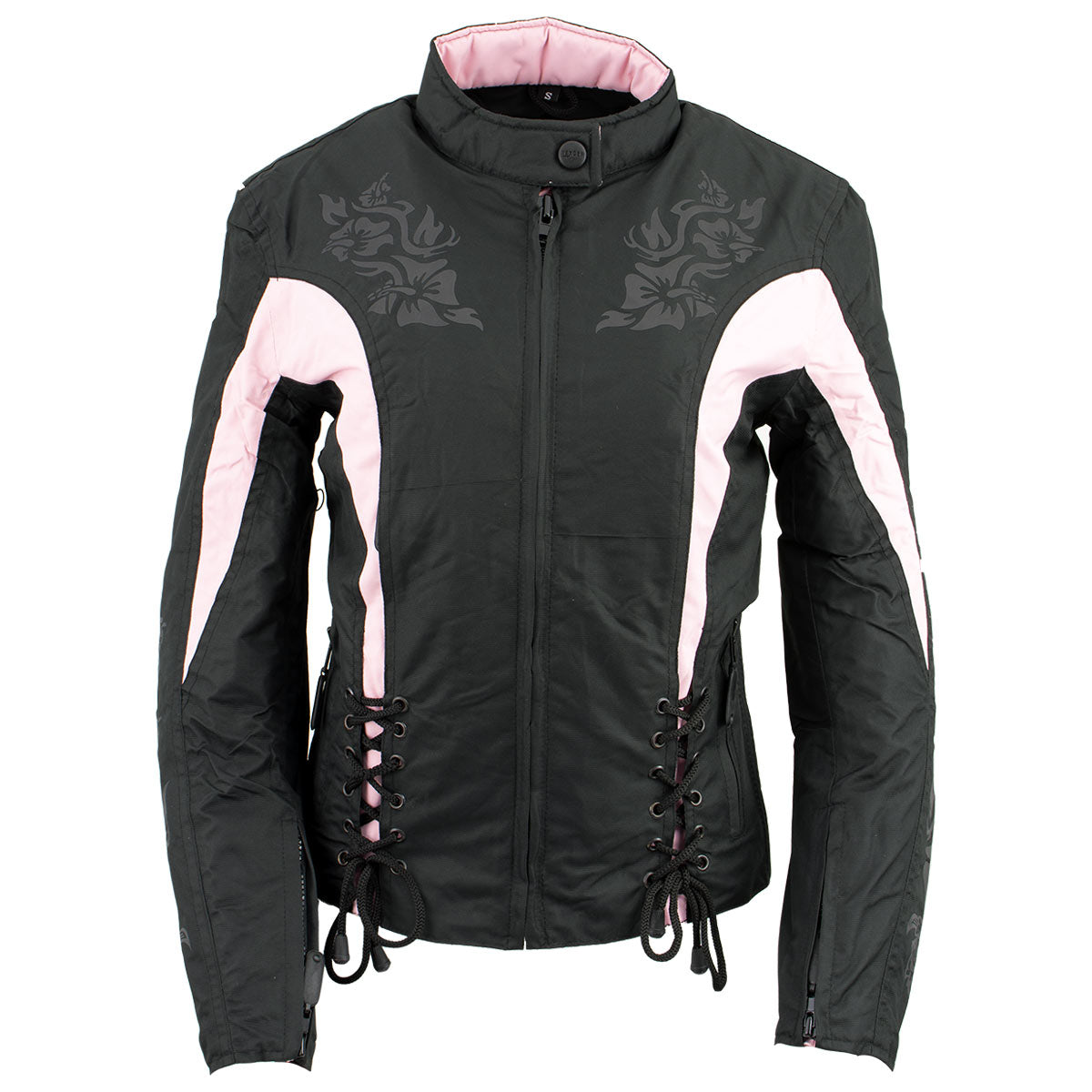 NexGen SH236806 Women's 'Reflective Buffalo Head' Black and Pink Textile Jacket