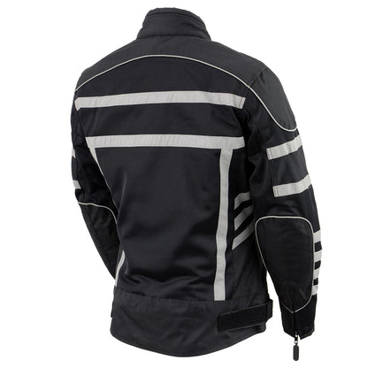 NexGen SH2376 Women's Black and Grey Nylon with Mesh Armored Racer Jacket with Built in Rain Jacket