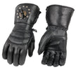 Milwaukee Leather Men's Gauntlet Motorcycle Hand Gloves-Black Leather Thermal Lined with Conchos on Cuff- SH238