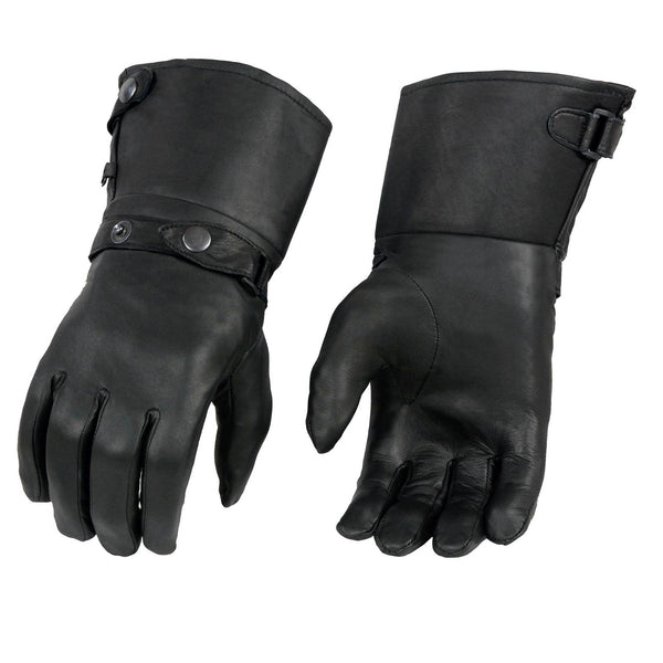 Milwaukee Leather Men's Gauntlet Motorcycle Hand Gloves-Black