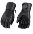 Milwaukee Leather Men's Black Gauntlet Motorcycle Gloves-Black Soft Leather Waterproof Cinch Wrist Closure-SH293