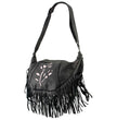 Milwaukee Leather SH397 Ladies 'Inlay Rose' Fringed Black and Pink Shoulder Bag
