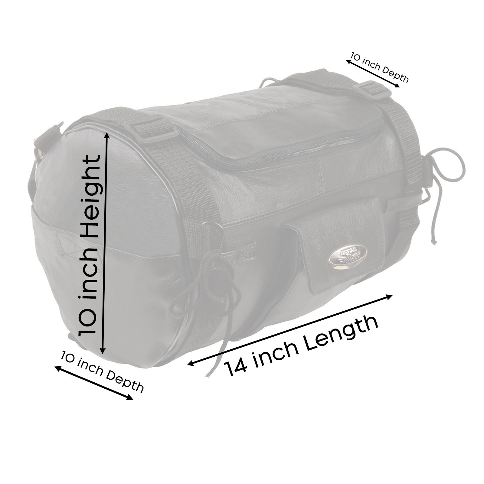 Milwaukee Leather SH535 Small Motorcycle Leather Roll Bag Mounts