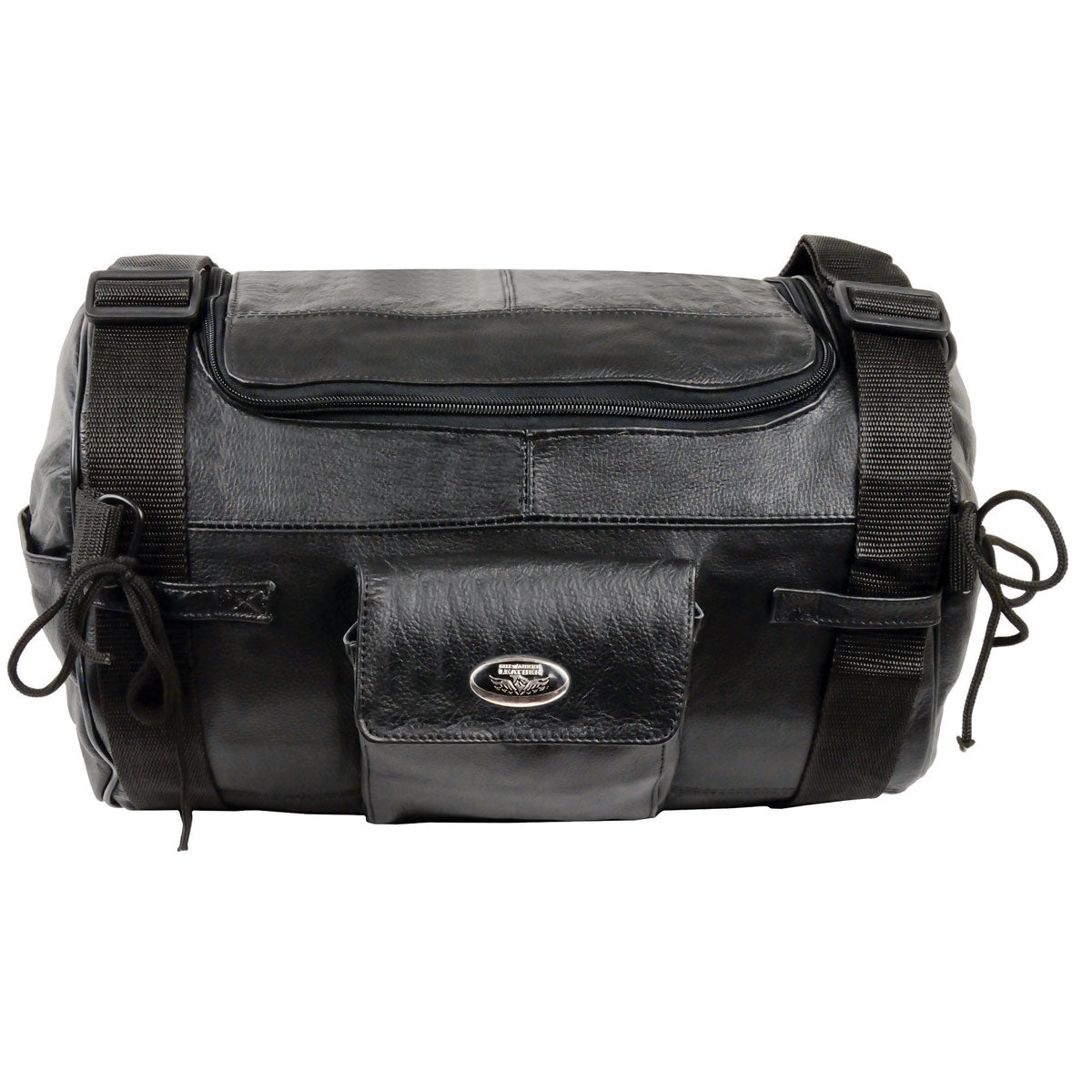 Milwaukee Leather SH535 Small Motorcycle Leather Roll Bag Mounts