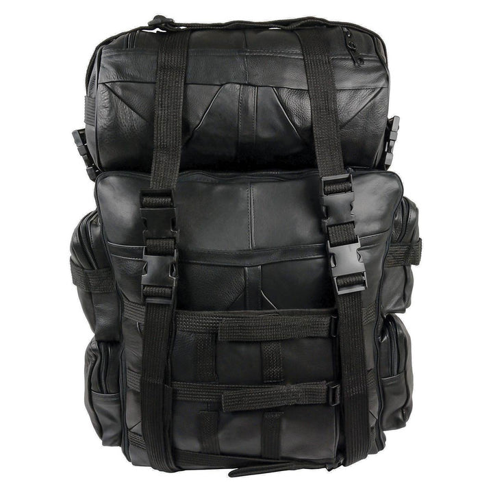 Milwaukee Leather SH537 Large Black Motorcycle Large Leather Deluxe Sissy Bar Pack Bag