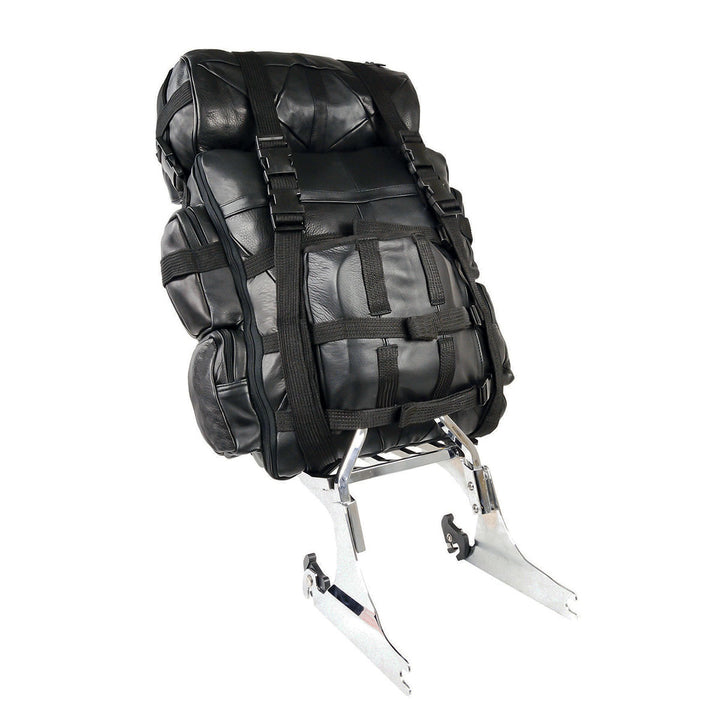 Milwaukee Leather SH537 Large Black Motorcycle Large Leather Deluxe Sissy Bar Pack Bag