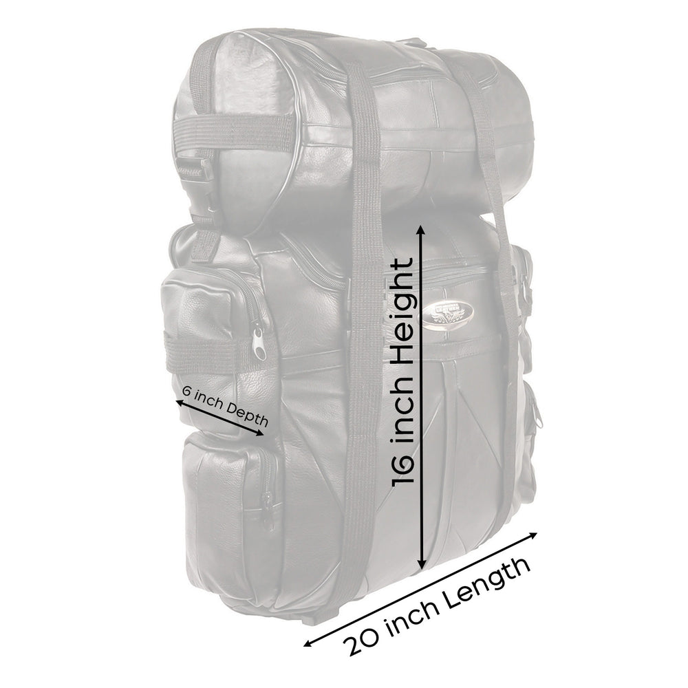 Milwaukee Leather SH537 Large Black Motorcycle Large Leather Deluxe Sissy Bar Pack Bag