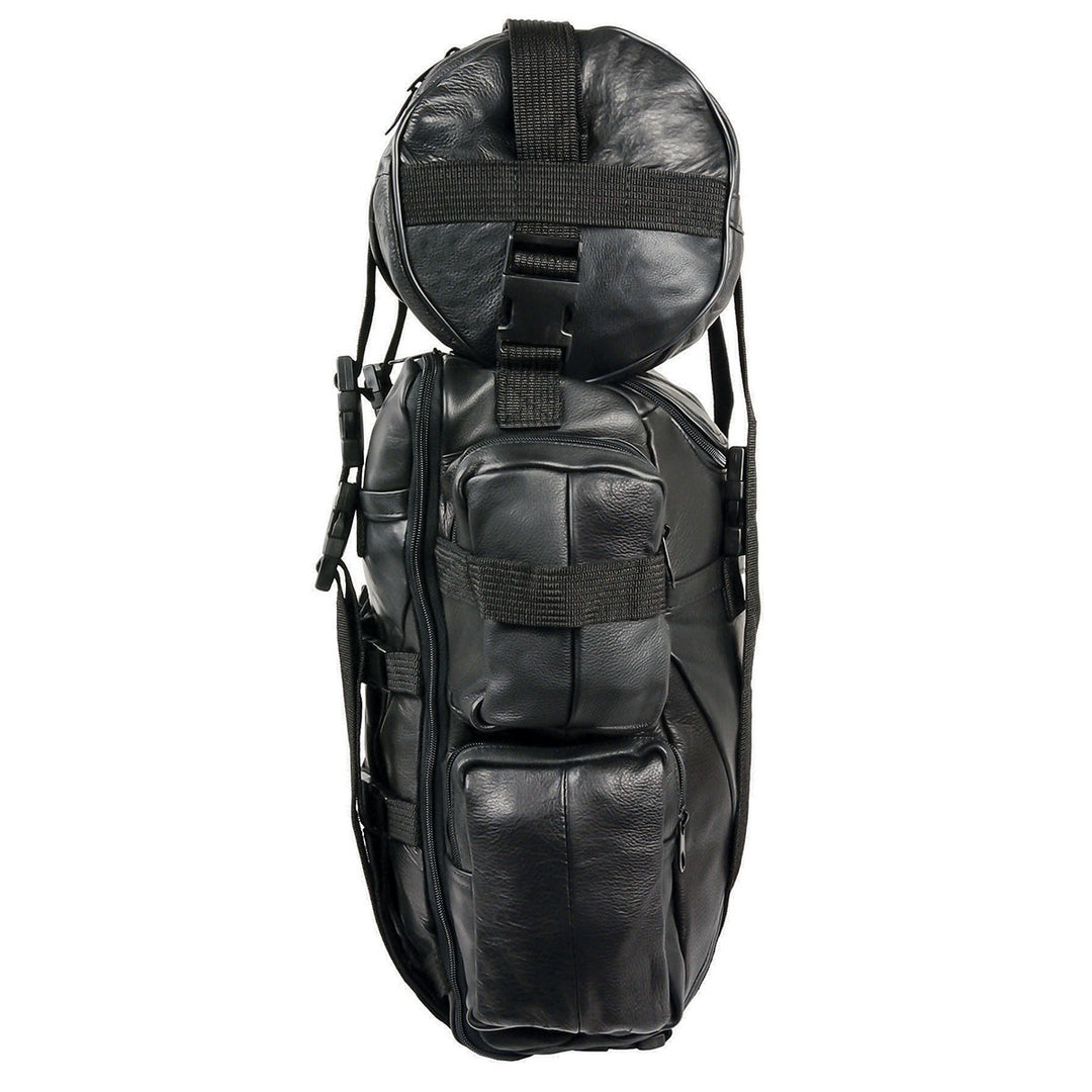 Milwaukee Leather SH537 Large Black Motorcycle Large Leather Deluxe Sissy Bar Pack Bag