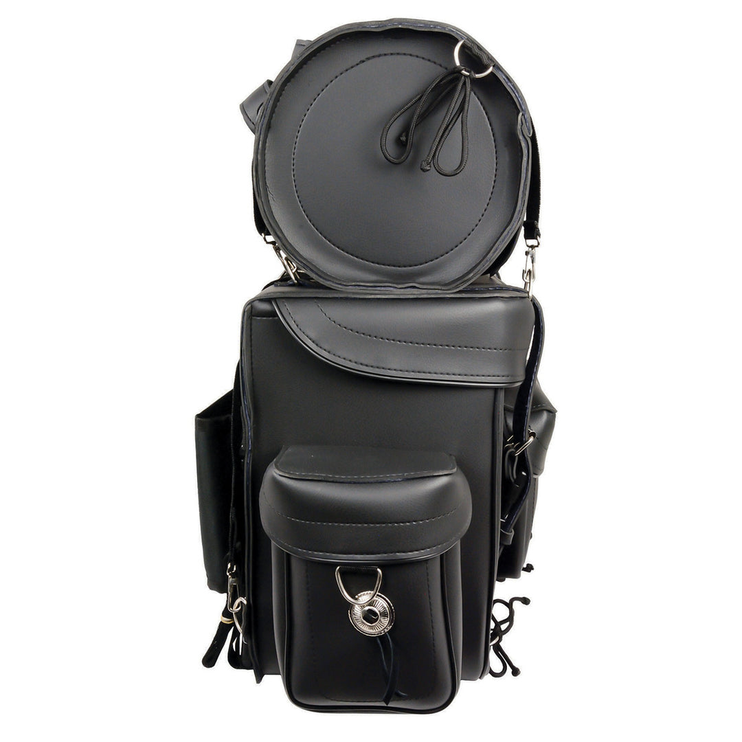 Milwaukee Leather SH539 Large Black Motorcycle PVC Large 2 Piece Touring Sissy Bar Bag