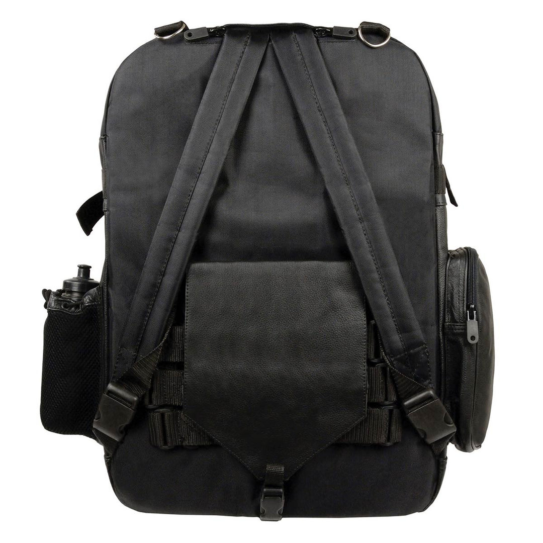 black leather backpack with silver milwaukee Milwaukee Leather SH540 Medium Black Size Leather and Textile Motorcycle Sissy Bar Back Pack Bag