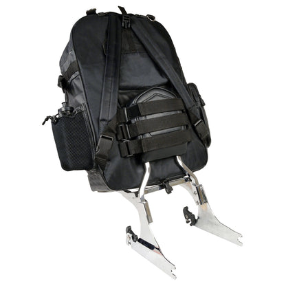 Milwaukee Leather SH540 Medium Black Size Leather and Textile Motorcycle Sissy Bar Back Pack Bag