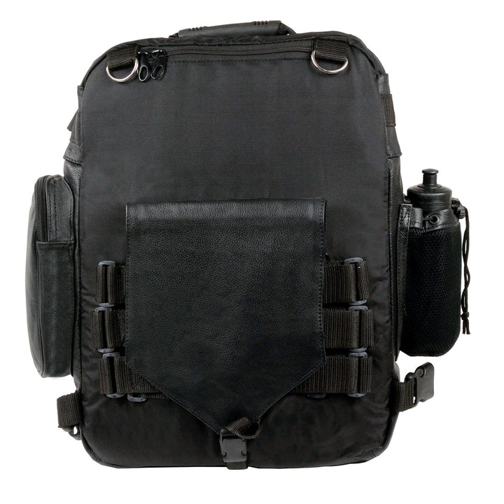 Milwaukee Leather SH54001 Medium Black Leather and Textile Motorcycle Cruiser Sissy Bar Bag Back-Pack