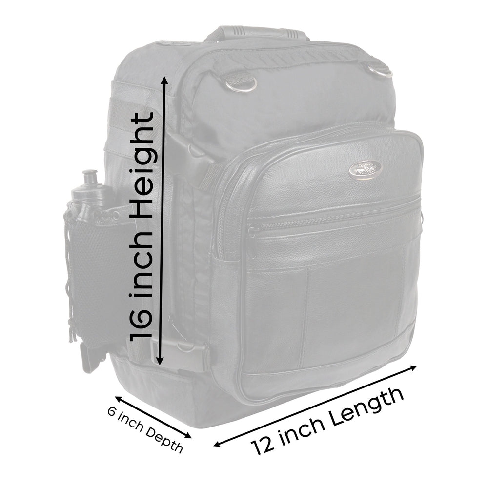 Milwaukee Leather SH54001 Medium Black Leather and Textile Motorcycle Cruiser Sissy Bar Bag Back-Pack