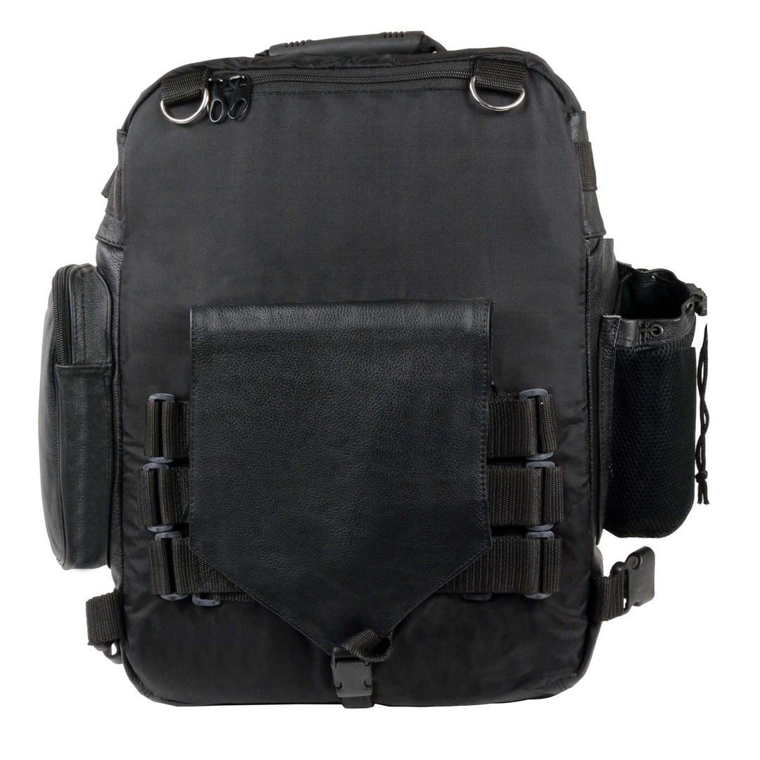 Milwaukee Leather SH54001 Medium Black Leather and Textile Motorcycle Cruiser Sissy Bar Bag
