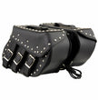 Milwaukee Leather SH55102 Black PVC Zip Off Medium Size Chrome Studded Motorcycle Saddlebag