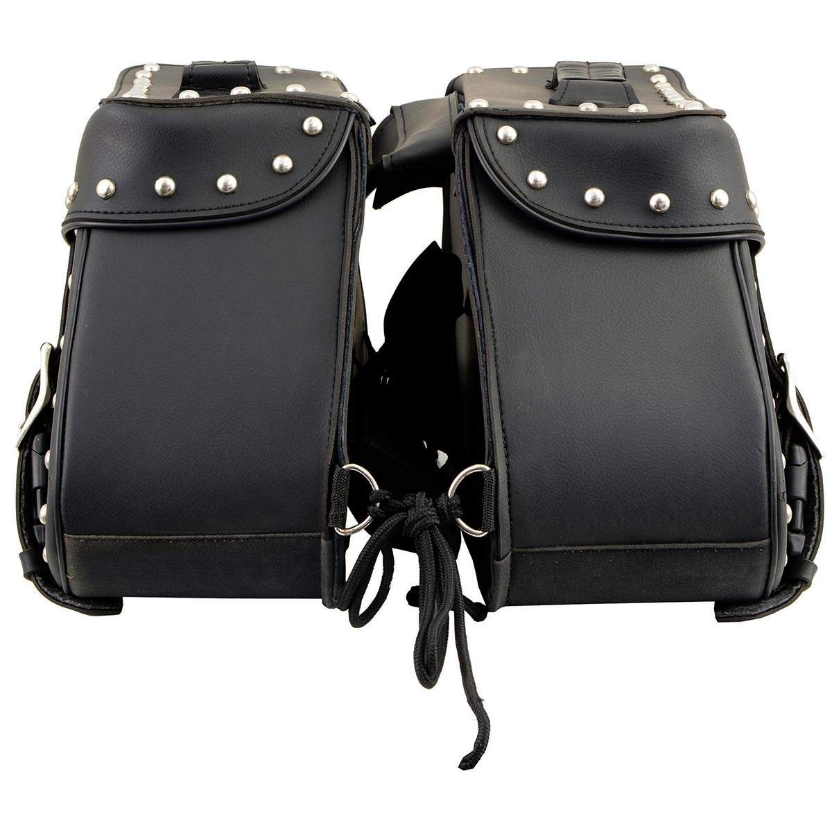 Milwaukee Leather SH55102 Black PVC Zip Off Medium Size Chrome Studded Motorcycle Saddlebag