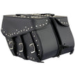Milwaukee Leather SH551ZB Black PVC Zip Off Chrome Studded Motorcycle Saddlebag