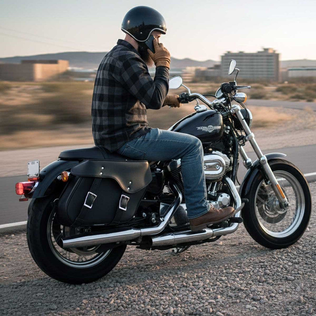 Milwaukee Leather SH55201ZB Black Large PVC Zip-Off Throwover Motorcycle Saddlebags