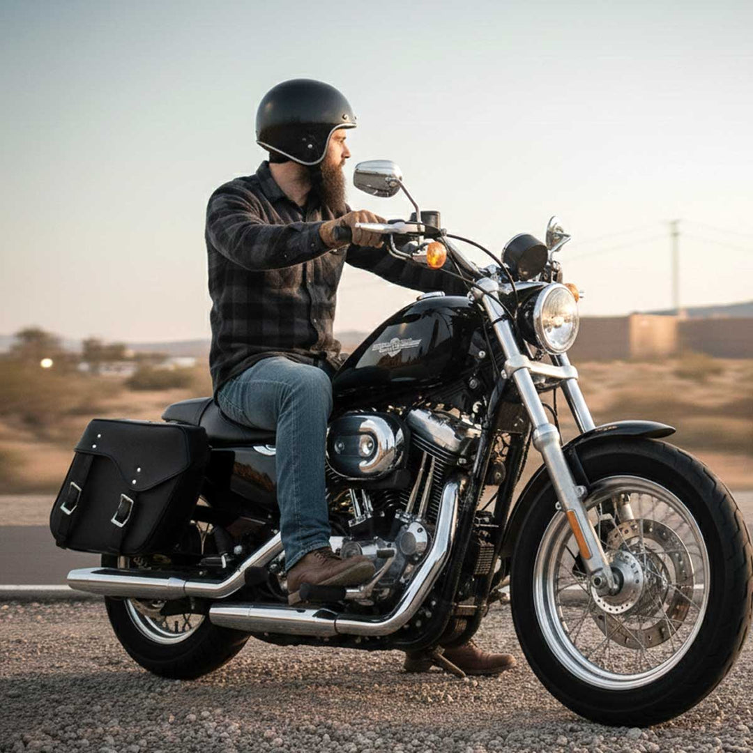 Milwaukee Leather SH55201ZB Black Large PVC Zip-Off Throwover Motorcycle Saddlebags