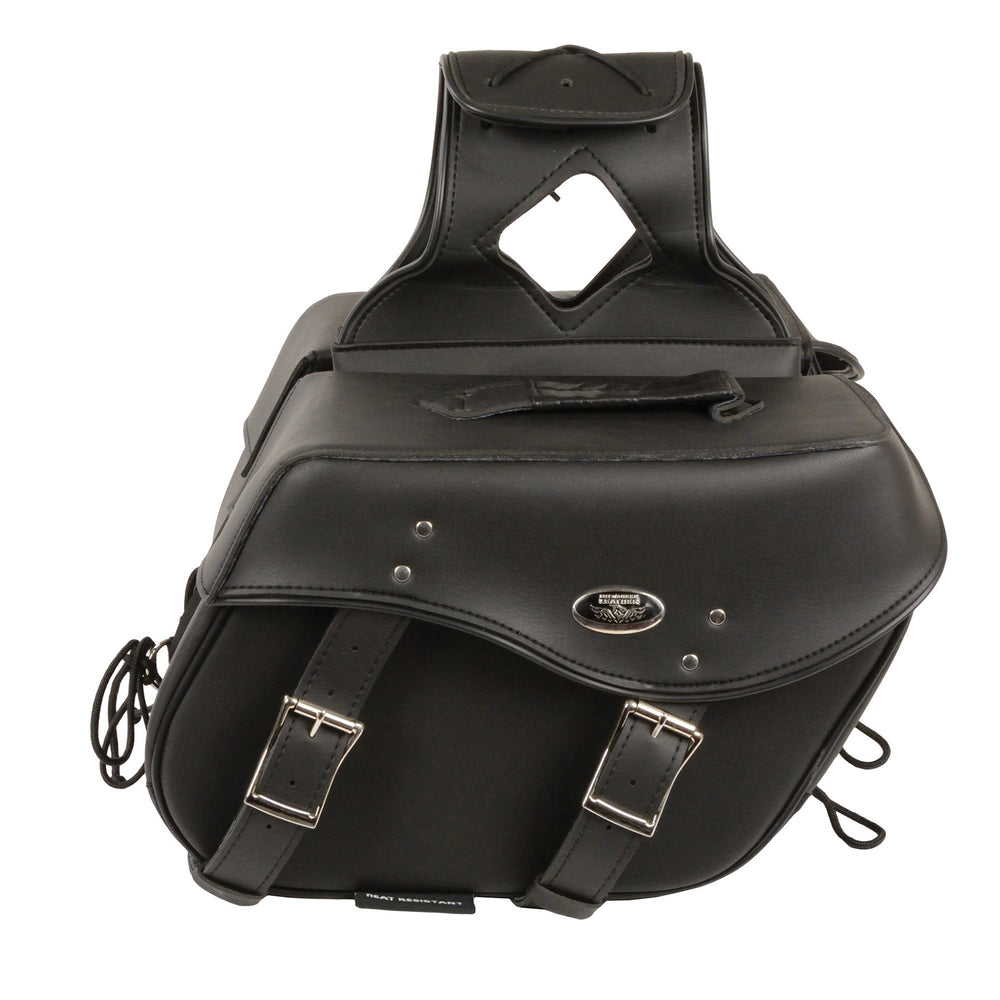 Milwaukee Leather SH55303ZB Black Medium Zip-Off PVC Throw Over Motorcycle Saddlebags