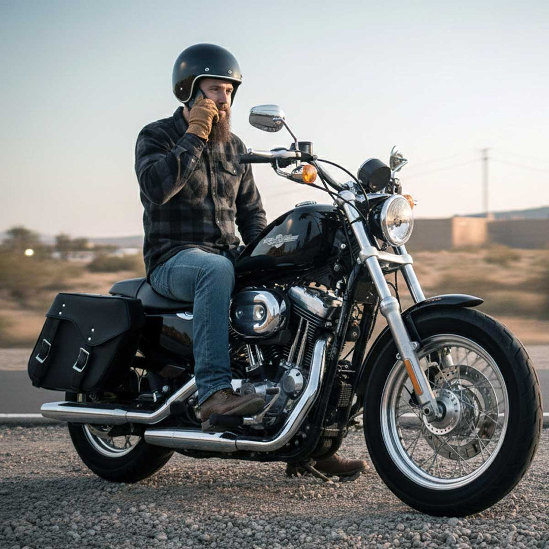 Milwaukee Leather SH55303ZB Black Medium Zip-Off PVC Throw Over Motorcycle Saddlebags