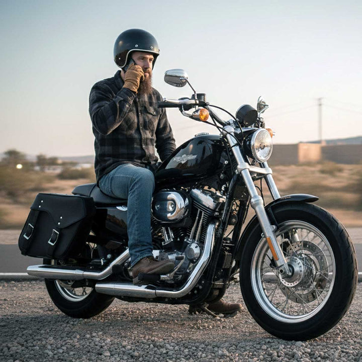 Milwaukee Leather SH55303ZB Black Medium Zip-Off PVC Throw Over Motorcycle Saddlebags