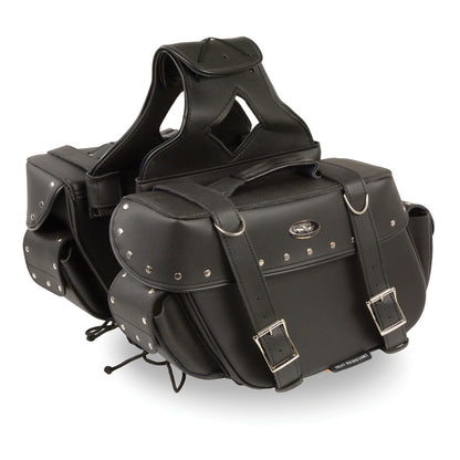 Milwaukee Leather SH57402ZB Black Medium Zip-Off PVC Throw Over Riveted Motorcycle Saddlebags