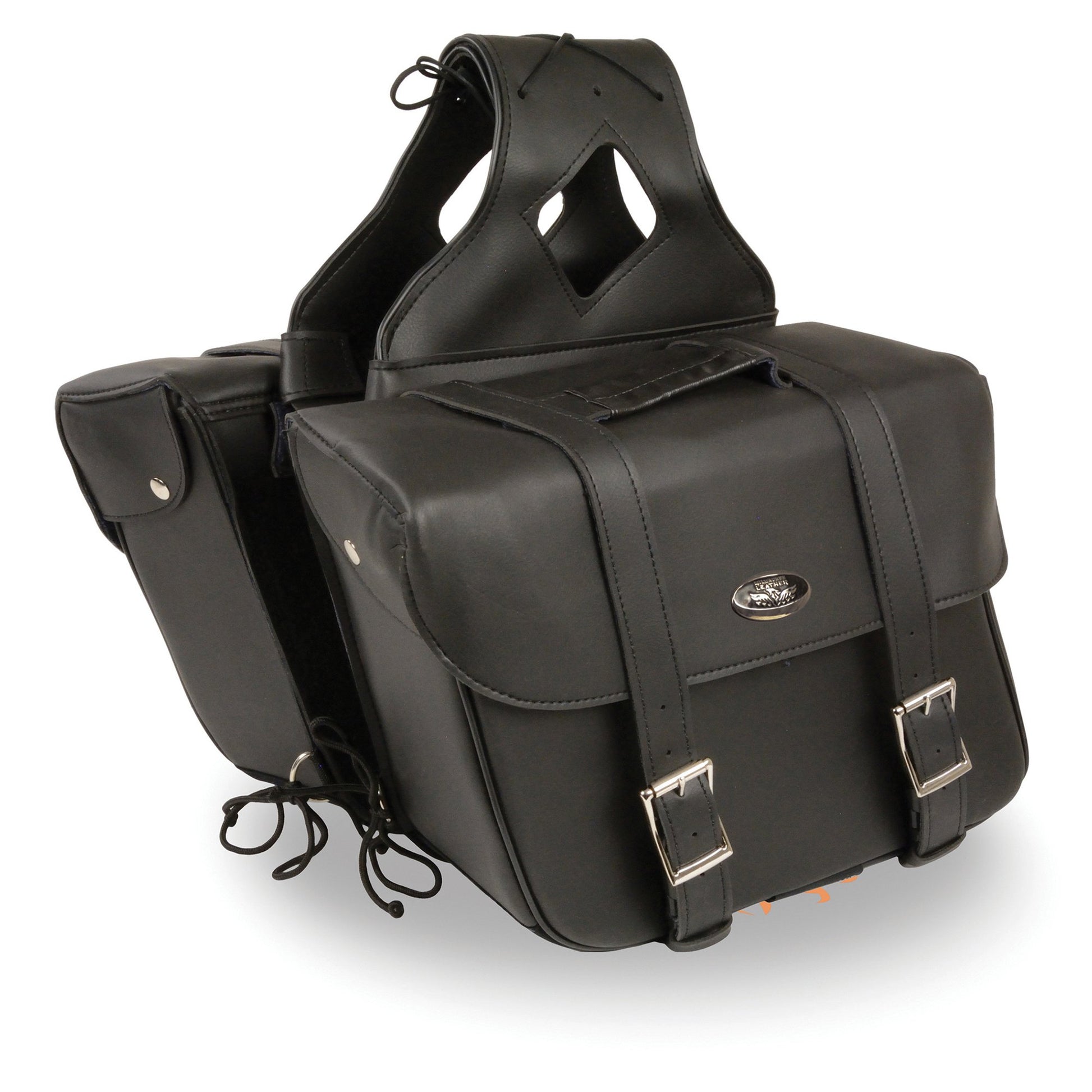 Milwaukee Leather SH580ZB Black Large Zip-Off PVC Slanted Throw Over Motorcycle Saddlebags