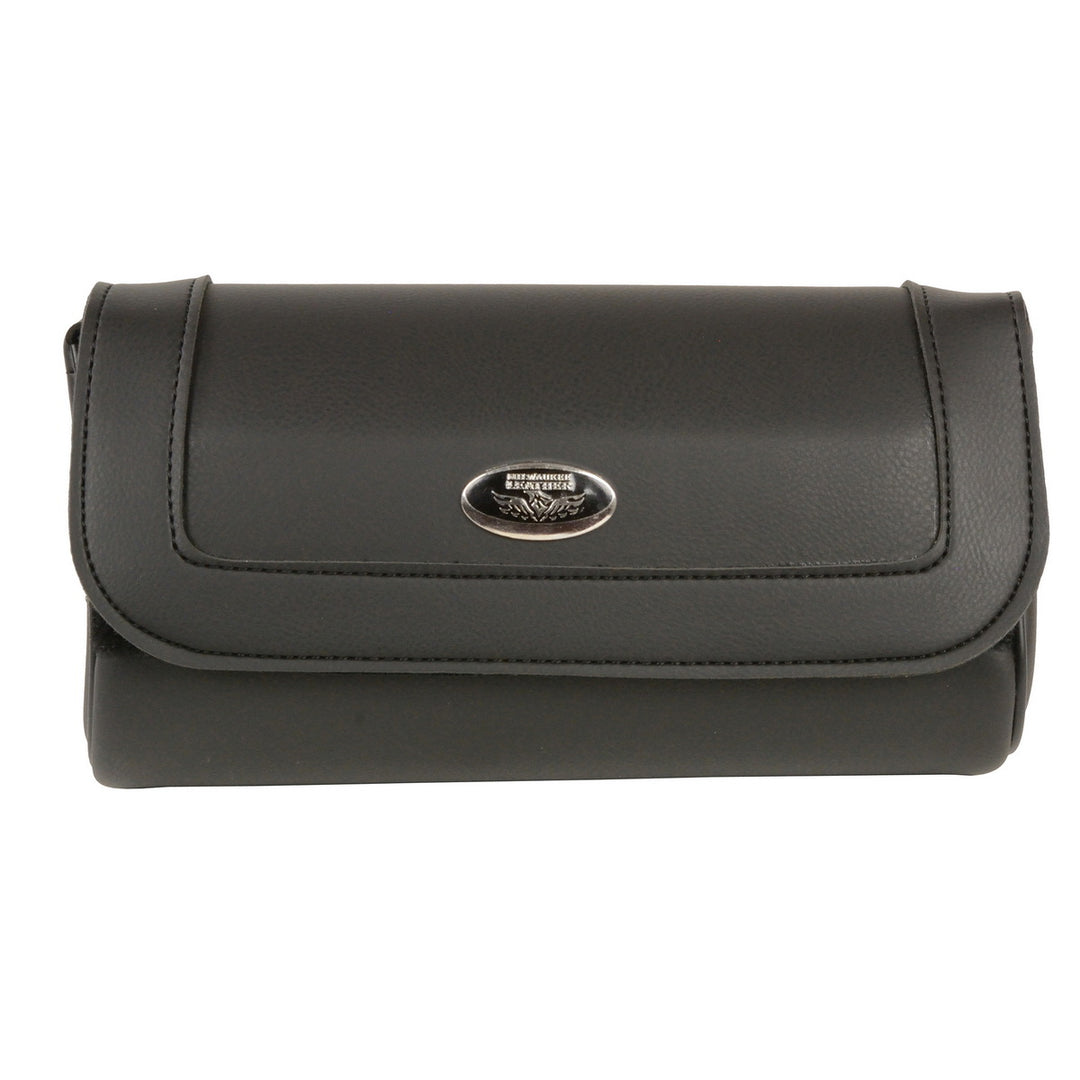 Milwaukee Leather SH61401 Black Medium Motorcycle Windshield PVC Tool Bag with Self FastenerClosure