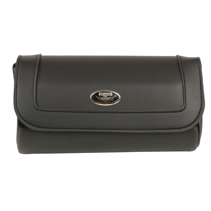 Milwaukee Leather SH61401 Black Medium Motorcycle Windshield PVC Tool Bag with Self FastenerClosure