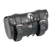 Milwaukee Leather SH62602 Black Small PVC Double Strap with Rivet’s and Concho Windshield-Tool Bag