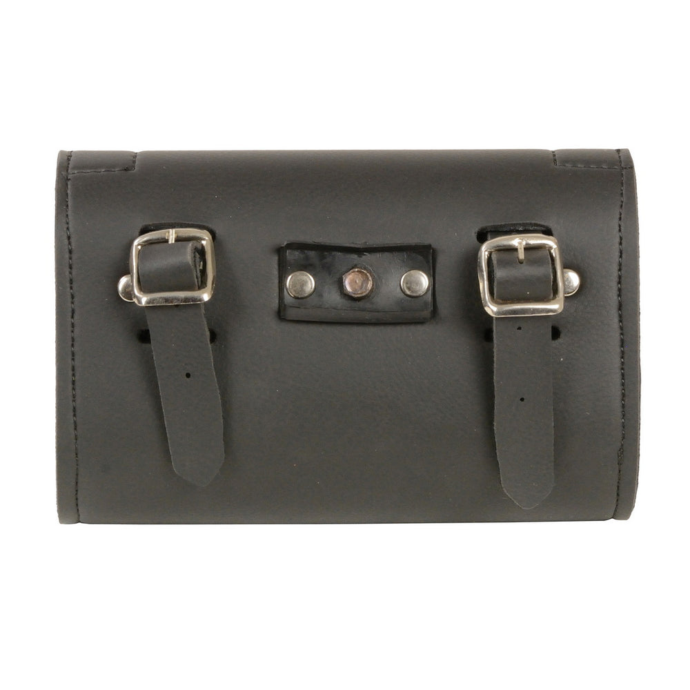 Milwaukee Leather SH63202 Black Motorcycle PVC Small Studded Windshield Bag with Self FastenerClosure