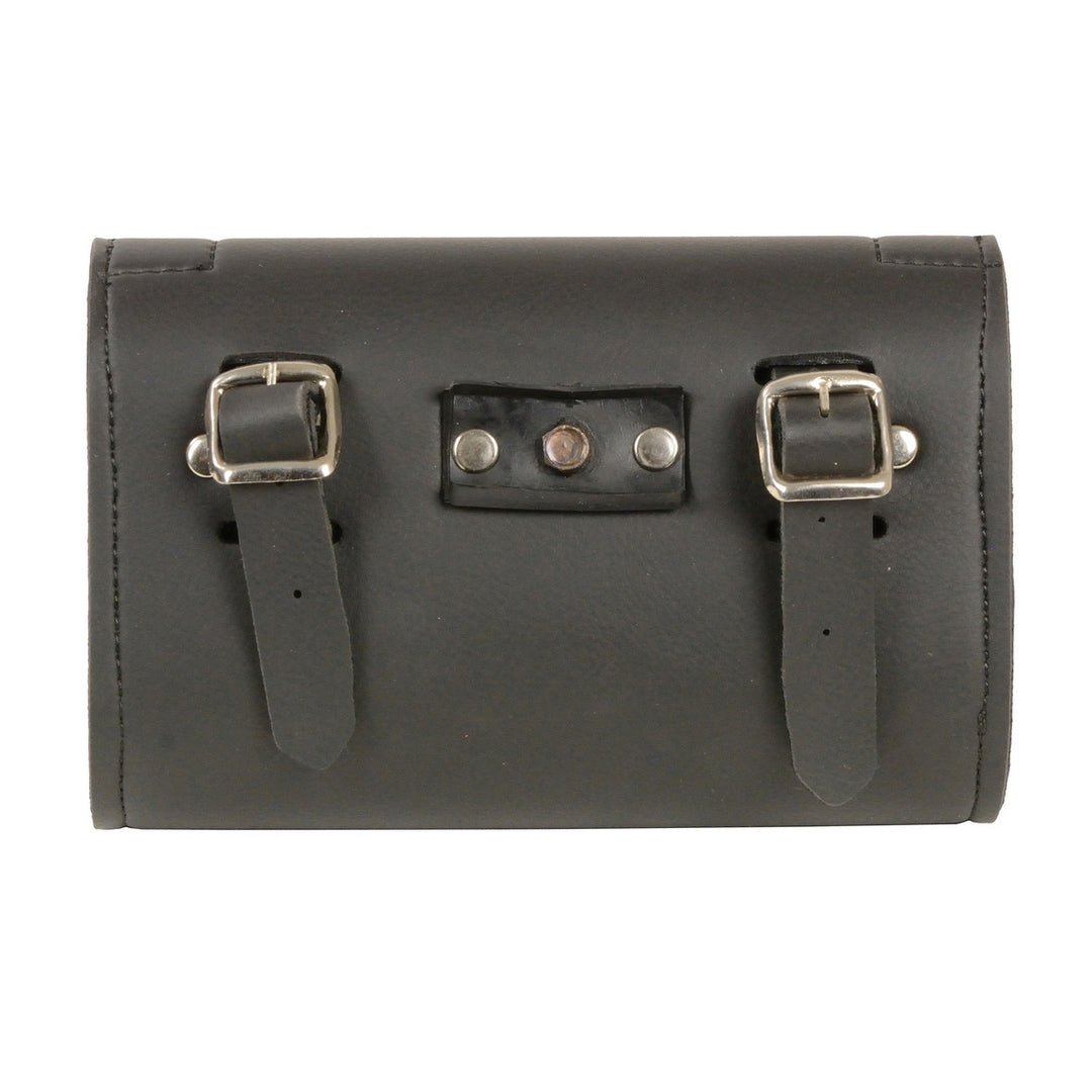Milwaukee Leather SH63202 Black Motorcycle PVC Small Studded Windshield Bag with Self FastenerClosure