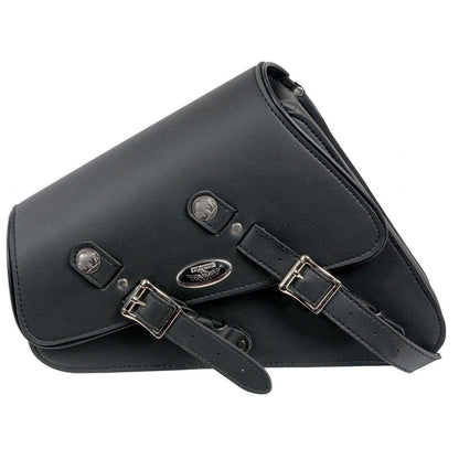 Milwaukee Leather SH639 Black Right Side Heavily Slanted PVC Swing Arm Bag with Buffalo Snaps