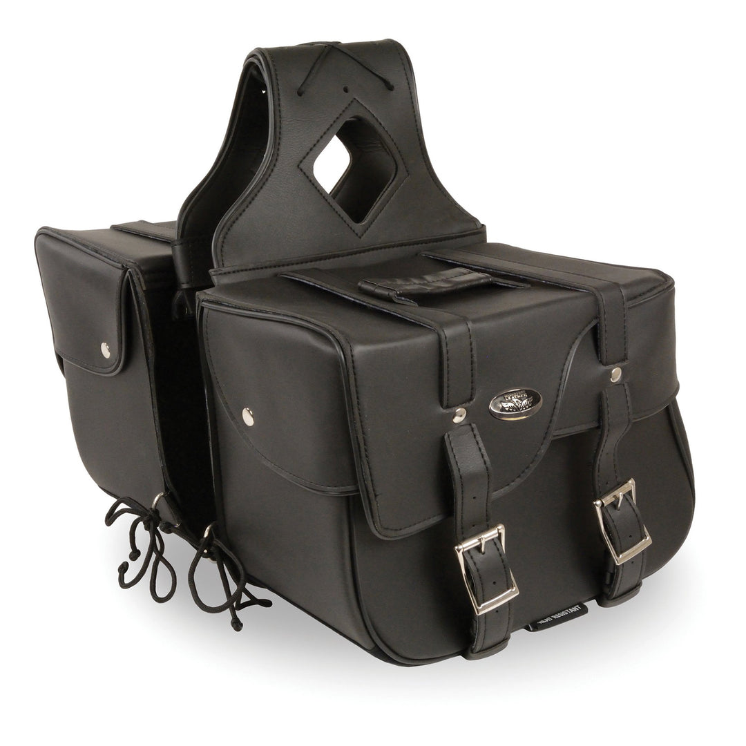Milwaukee Leather SH64501ZB Black Zip-Off PVC Extended Flap Throw Over Saddlebags (15X11X7X21)