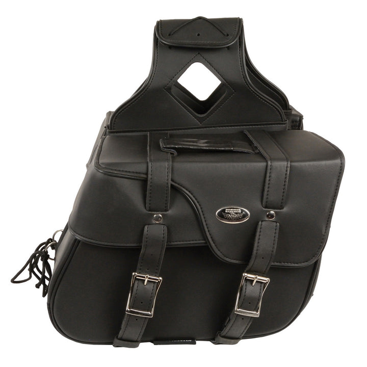 Milwaukee Leather SH64501ZB Black Zip-Off PVC Extended Flap Throw Over Saddlebags (15X11X7X21)