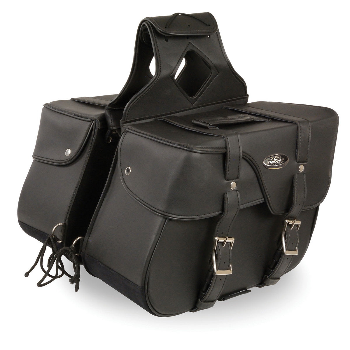 Milwaukee Leather SH64501ZB Black Zip-Off PVC Extended Flap Throw Over Saddle Bag (15X11X7X21)