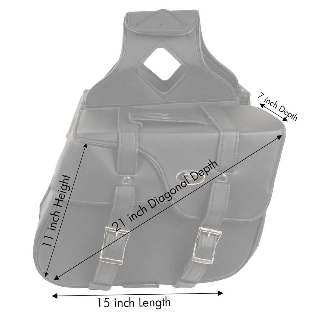 Milwaukee Leather SH64501ZB Black Zip-Off PVC Extended Flap Throw Over Saddlebags (15X11X7X21)
