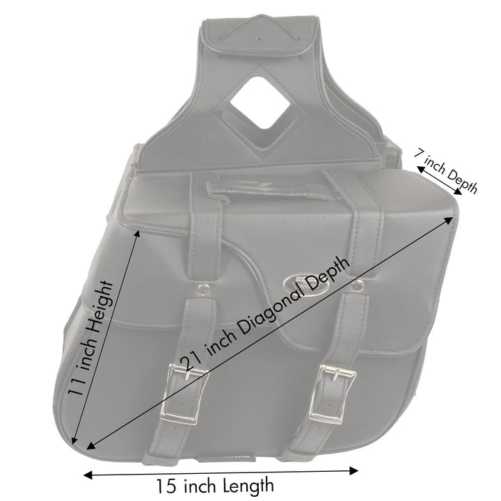 Milwaukee Leather SH64501ZB Black Zip-Off PVC Extended Flap Throw Over Saddlebags (15X11X7X21)
