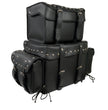 Milwaukee Leather SH650 Large Black PVC 4-Piece Studded Motorcycle Touring Pack with Barrel Bag