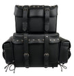 Milwaukee Leather SH650 Large Black PVC 4-Piece Studded Motorcycle Touring Pack with Barrel Bag