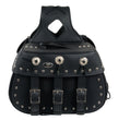 Milwaukee Leather SH652ZB Black Zip-Off Triple Buckle PVC Throw Over Motorcycle Saddlebags with Studs (18X11X7X19)