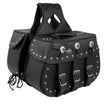 Milwaukee Leather SH652ZB Black Zip-Off Triple Buckle PVC Throw Over Motorcycle Saddlebags with Studs (18X11X7X19)