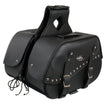 Milwaukee Leather SH655ZB Black Zip-Off Two Buckle Extended Lid Studded PVC Throw Over Motorcycle Saddlebags (19X12X7X20)